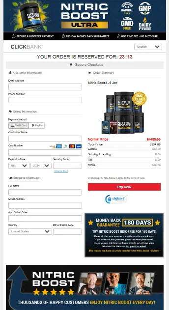 Nitric Boost order page